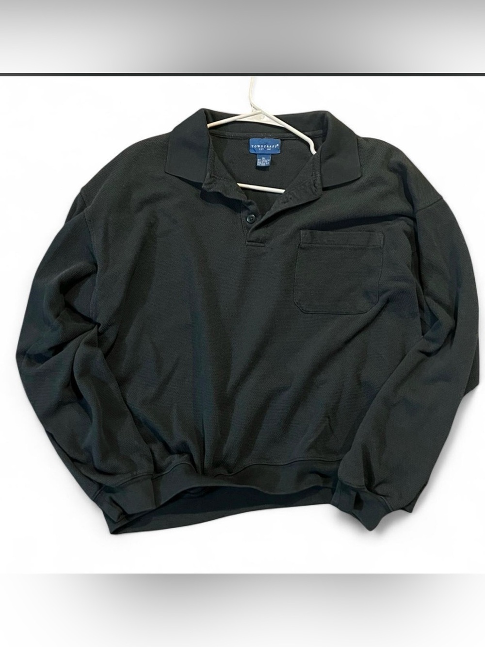 Towncraft Dark green waffle Long-Sleeve Pocket Polo #granolagirl